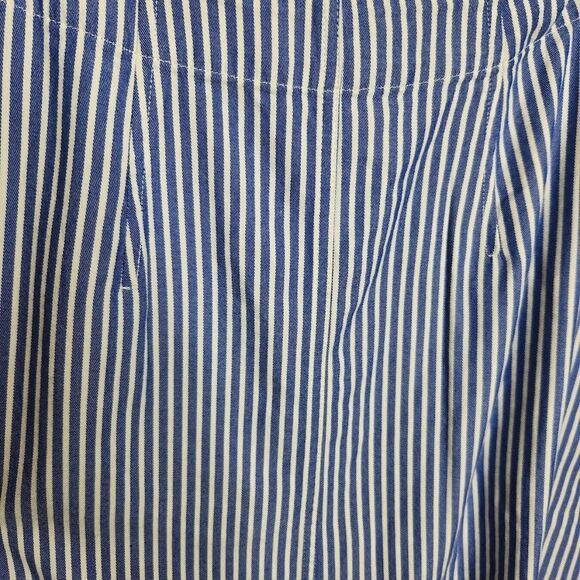 Talbots Stripe Button Front Pleated Midi A-Line Skirt in Blue White Size 8 - Picture 6 of 9